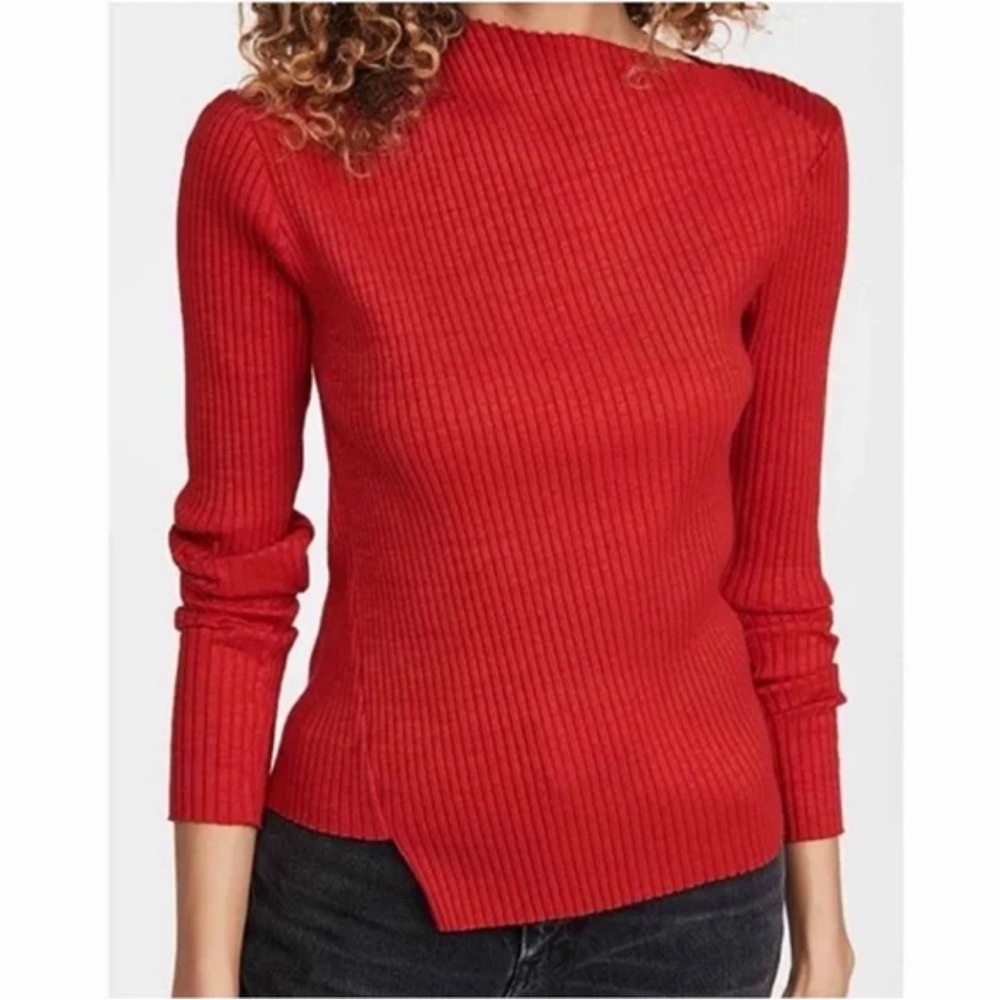 rag & bone Red Ribbed Sweater - Size Small - Picture 2 of 6